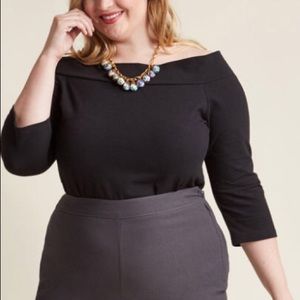 Modcloth Black Bateau Off Shoulder Shirt Top 3x